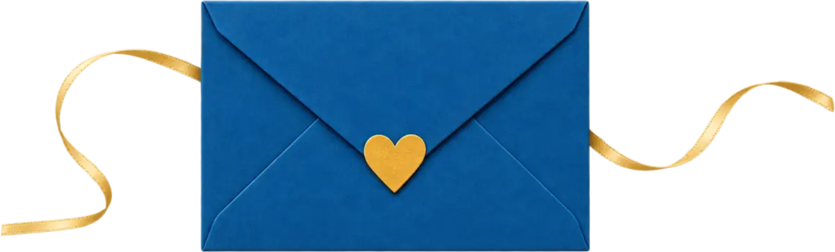 Sobre azul de invitación